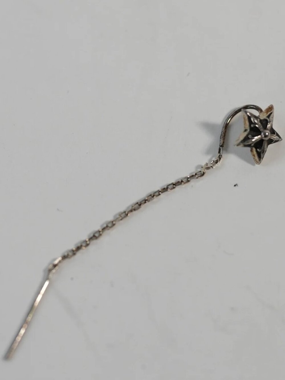 CHROME HEARTS Sterling Silver Chain Star Drop Earring